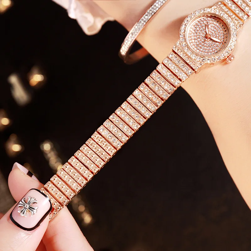 Роскошные женские наручные часы с кристаллами, розовое золото, серебро, стальной ремень, модные женские кварцевые наручные часы со звездным бриллиантом, feminino