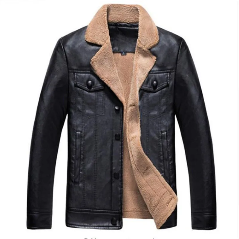

Autumn Winter Jacket Men Leather Jacket Men Casual Solid Warm Coat jaqueta masculina Brand Clothing Male Jackets