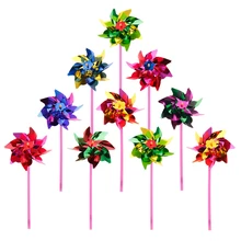 10 шт пластиковый штифт ветряной мельницы Ветер Spinner Детские игрушки сад газон вечерние украшения случайный цвет подарок для детей