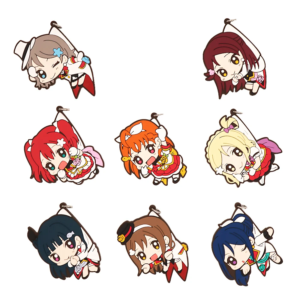 

Love Live Lovelive Sunshine Anime Watanabe You Kurozawa Ruby kanan Matsuura Hanging Ver Aqours Rubber Strap Keychain