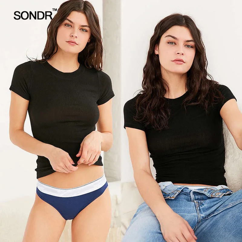 Женская футболка с коротким рукавом SONDR Повседневная Эластичная тонкая