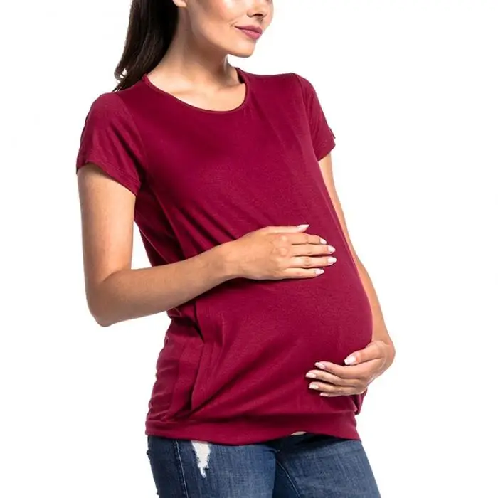 Для беременных Для женщин летний Уход футболка с короткими рукавами для беременных Грудное вскармливание свободные топы 998