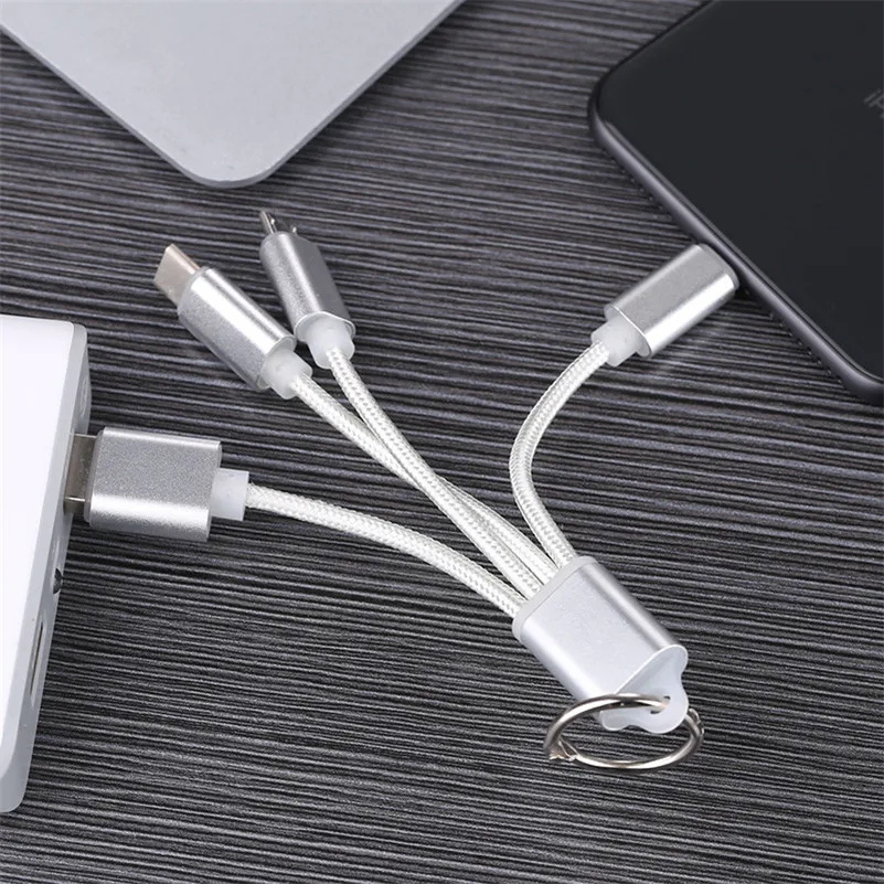 3 в 1 usb брелок короткий кабель для samsung galaxy a7 a6 a5 a3 a9 s9 s8 s7 s10 m20 j2 J4 j5 j6 j7 2016 2017 2018 lenovo