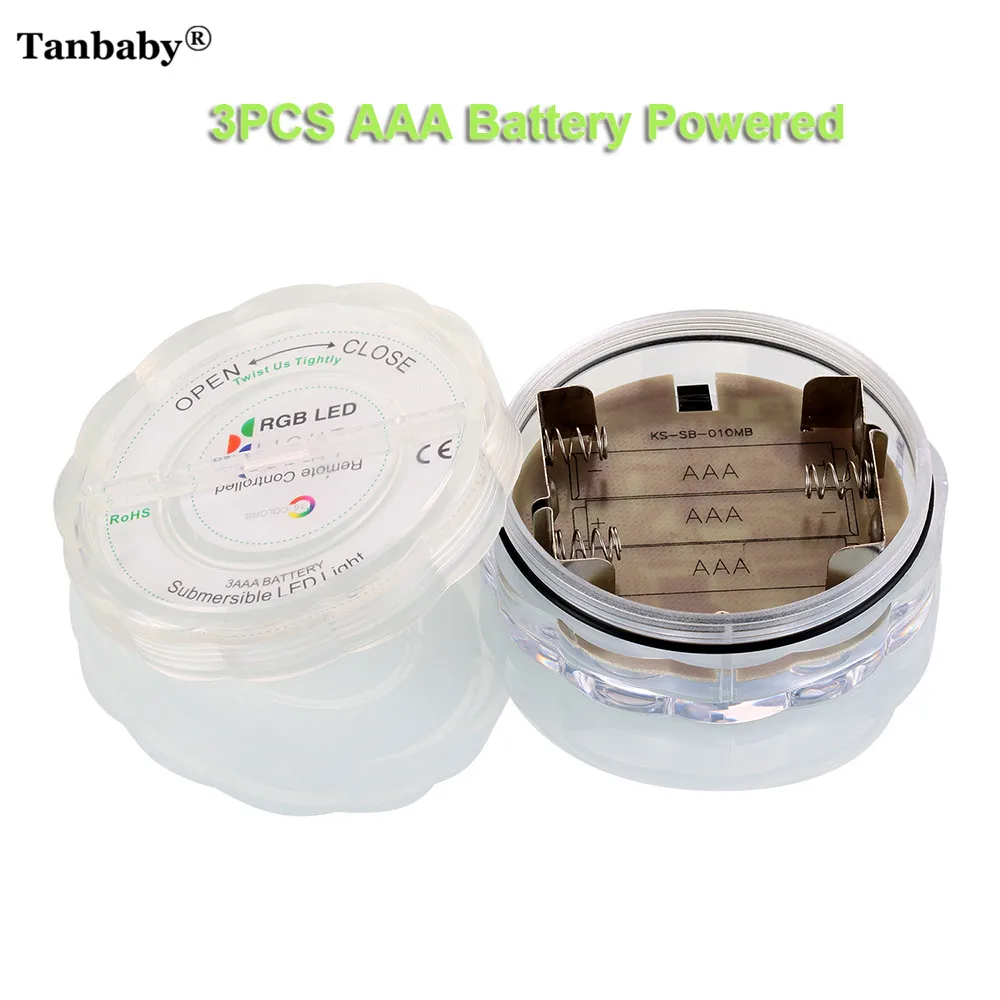 Tanbaby RGB llevó la luz de la Piscina de la batería operado bajo el agua llevó la luz del acuario 4 W SMD 3528 LED sumergible estanque de natación Piscina lámpara