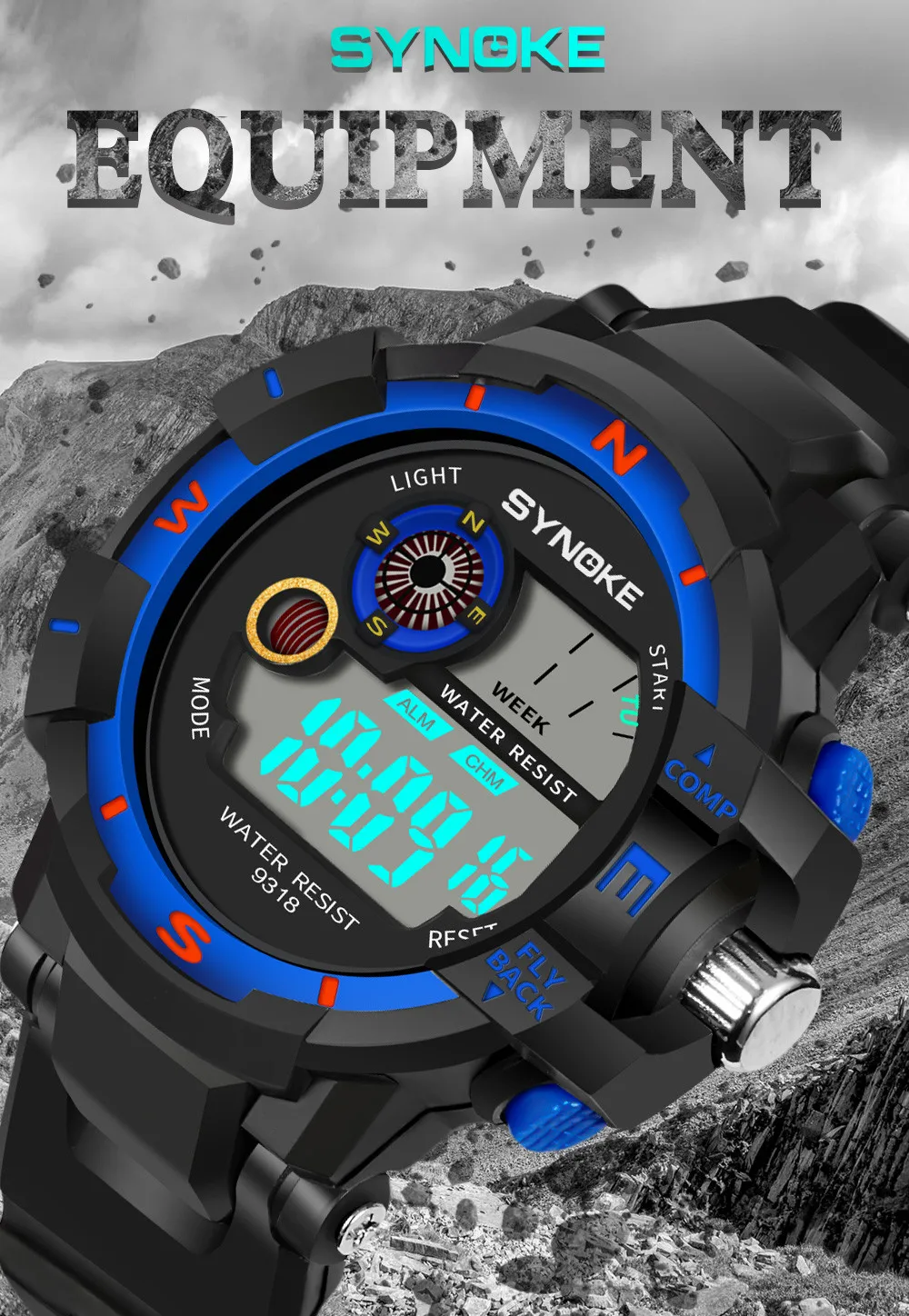 SYNOKE мужские спортивные многофункциональные 30 м водонепроницаемые часы светодиодный цифровые часы двойного действия wo мужские часы силиконовые электронные часы N50