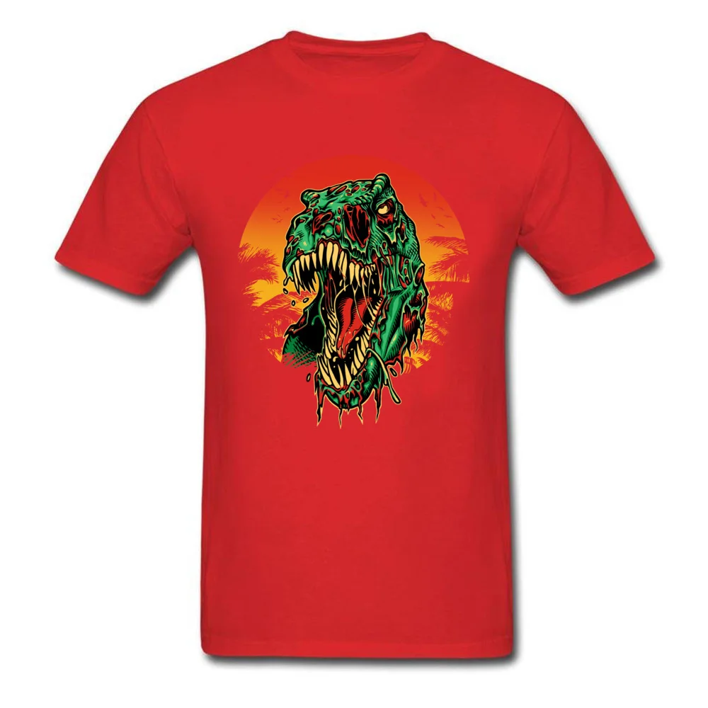 Zombie T-Rex Printed T Shirts for Men All Cotton ostern Day Tops Shirt Custom Tees Short Sleeve 2018 Crew Neck Zombie T-Rex red