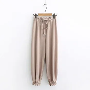 

2019 New Spring And Summer Women's Elastic Waist Loose Thin Pants Casual Pants Trousers