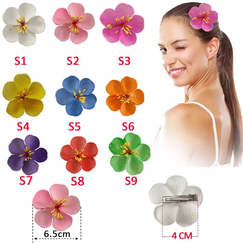 2 pcs 6.5cm new Fashion  Foam Hawaiian Cherry blossoms Foam Hawaiian Plumeria flower hairpin Frangipani Flower bridal hair clip