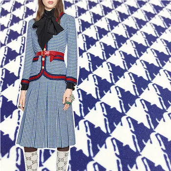 

Fashion autumn and winter big show catwalk hand-painted houndstooth triangle geometry digital printing fabric polyester fabric