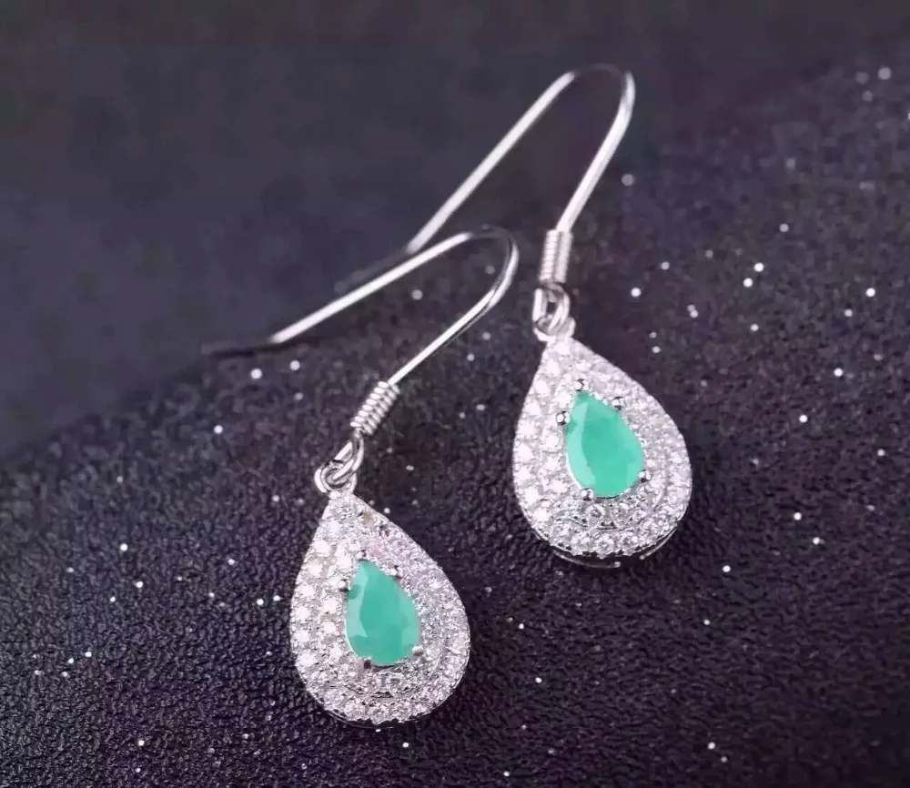 natural green emerald drop earrings 925 silver Natural gemstone earring women elegant water fine drop earrings for anniversary natural green emerald drop earrings 925 silver Natural gemstone earring women elegant water fine drop earrings for anniversary