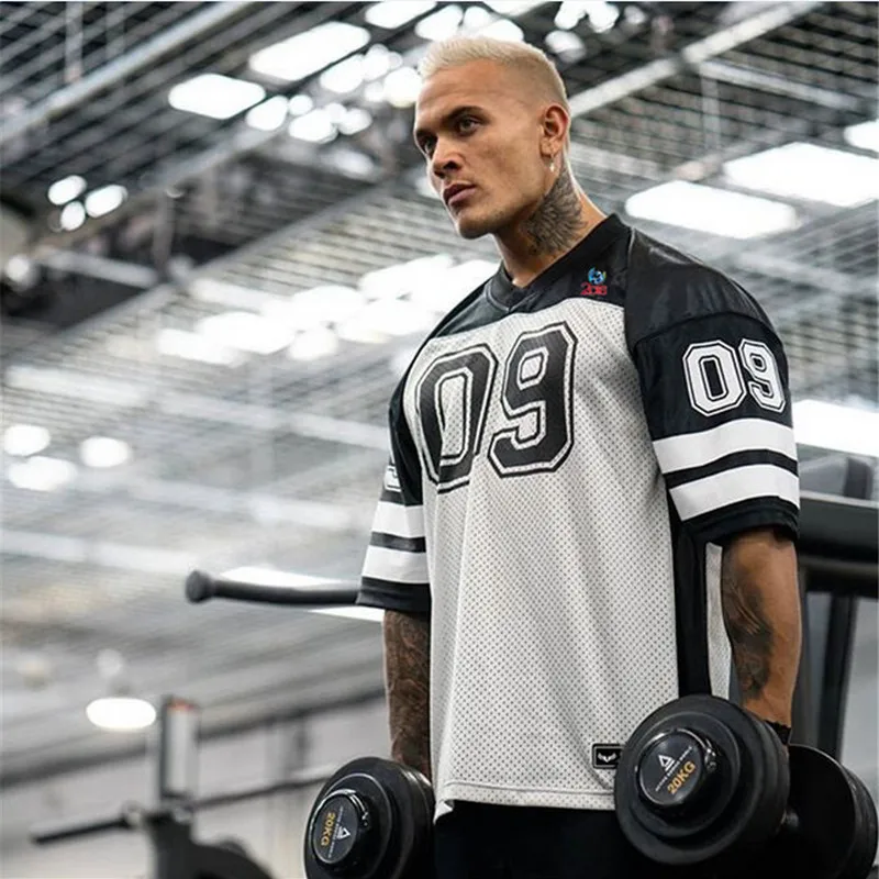 PYHAILLP новая брендовая мужская футболка быстросохнущая дышащая футболка s мужская футбольная рубашка из ткани Джерси Спортивная свободная футболка бодибилди