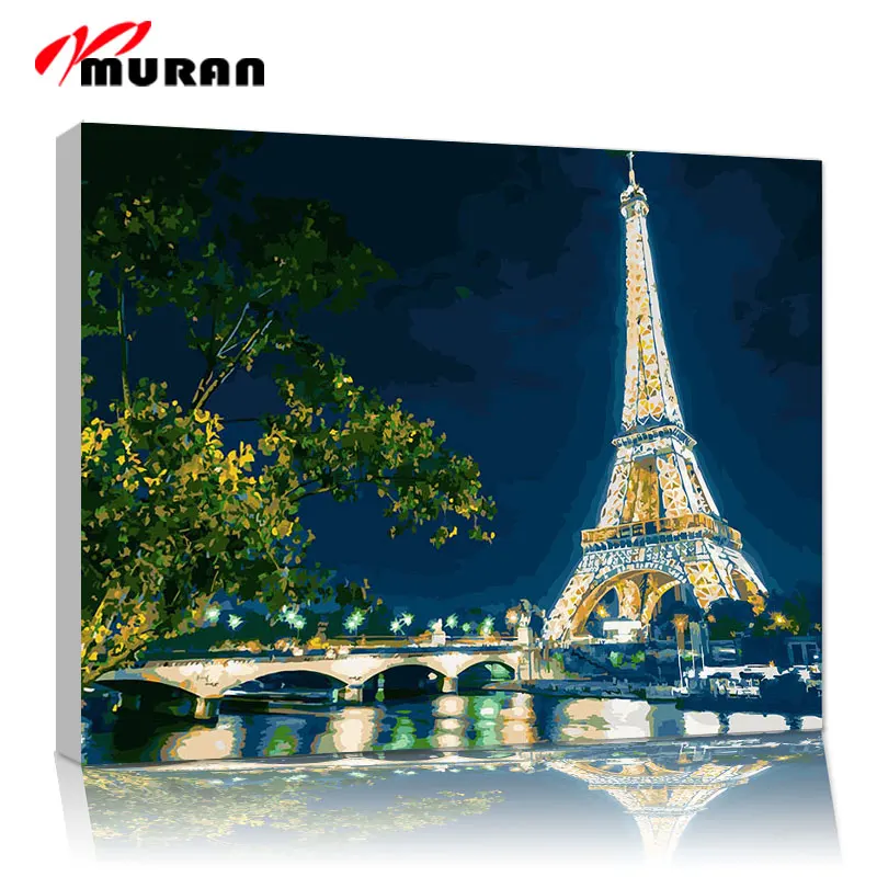 

MURAN tower sky Diy Oil Painting By Numbers Kits Wall Art Picture Home Decor Acrylic Paint On Canvas For Artwork