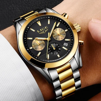 

Relojes Hombre 2019 New LIGE Mens Watches Top Brand Luxury Full Steel Business Quartz Watch Men Military Sports Waterproof Clock