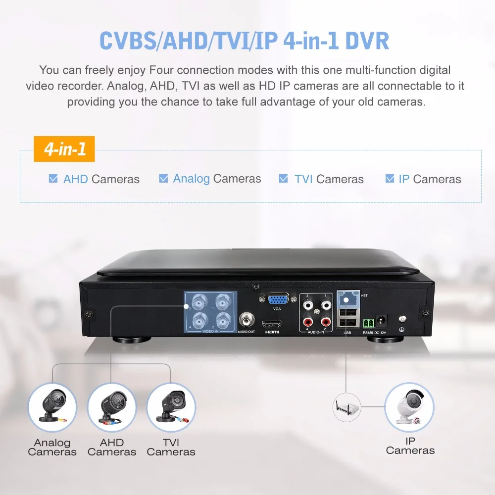 SANNCE 1" ЖК монитор DVR 4CH CCTV система 4 шт. 1.0MP 1200TVL уличная инфракрасная камера видеонаблюдения домашний комплект видеонаблюдения 1 ТБ HDD