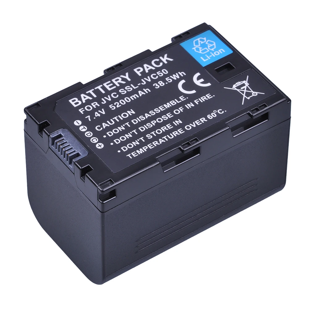 2x5200mAh Bateria para JVC SSL-JVC50 GY-HMQ10 GY-LS300