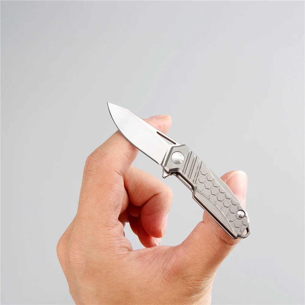Edc mini knife m390 steel folding blade cnc titanium handle key pocket camping outdoor knife 60 hrc survival knifes tools