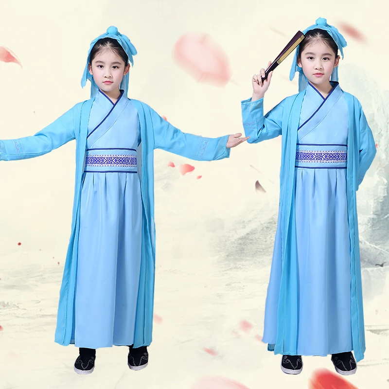 Для девочек китайский народный танец Hanfu древний школьники костюм Китай традиционным Хан Китай Костюмы танцевальные костюмы