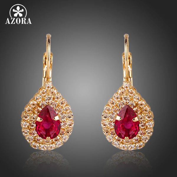 Серьги подвески золотого цвета с фианитом TE0151|drop earrings|tear dropearrings drops |