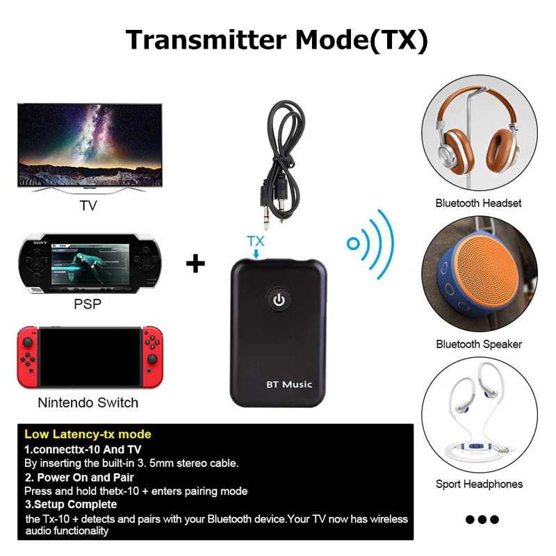 Bluetooth 4,2 USB Bluetooth беспроводной приемник передатчик адаптер 3,5 мм AUX аудио Музыка излучатель адаптер ключ для компьютера ТВ