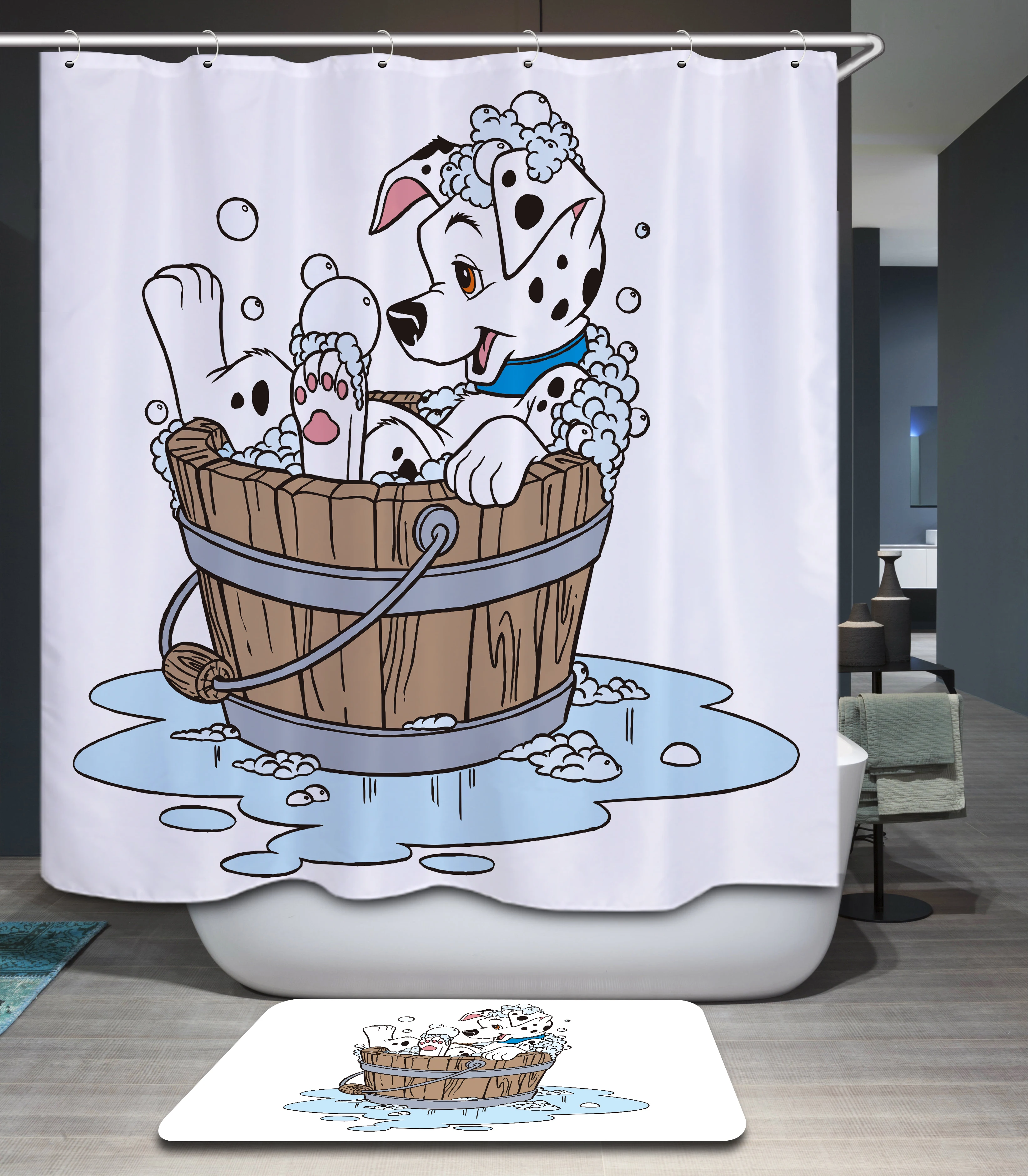 Funny Cartoon Pattern Waterproof Shower Curtain Cleaning Polyester