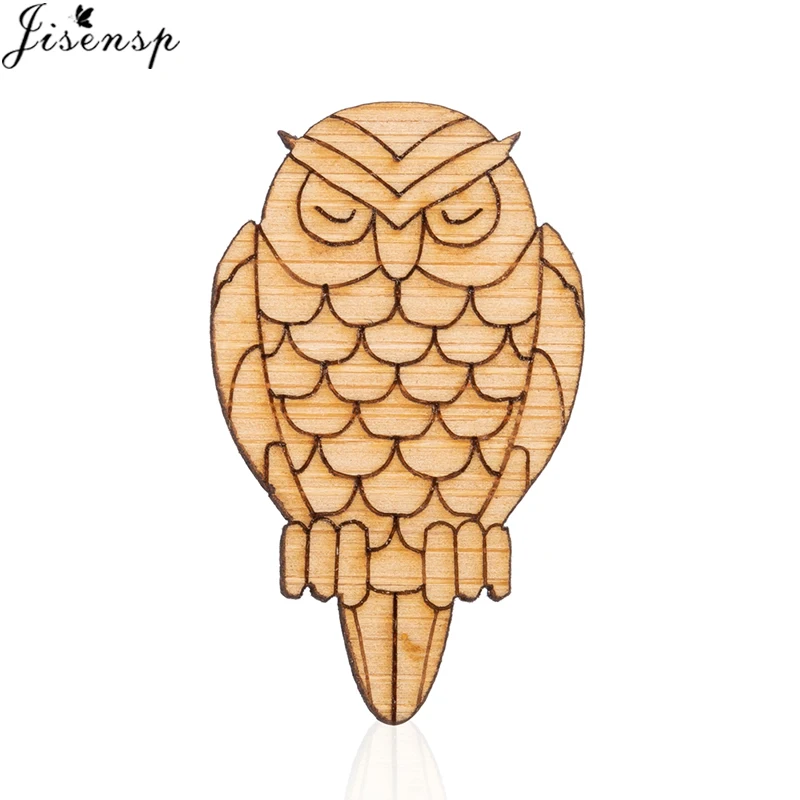 

Jisensp Simple Cartoon Wood Owl Brooches for Women Animal Brooch Pin Summer Style Bird Badges Hat Backpack Accessories