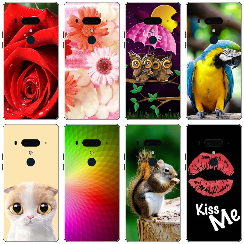 

Painted Case For HTC U12 Plus Case Silicone Soft TPU Cases For HTC U12 Plus U12Plus Cover Cute Cat Owl Animal Flower Plants Bags