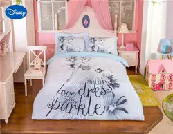 Серый Цвет Disney принцесса мультфильм печатных Постельное белье для девушки Украшения в спальню хлопок кровать Набор пододеяльников для