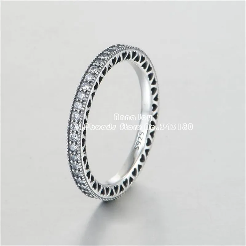Новое кольцо из 100% стерлингового серебра 925 пробы с сердечками прозрачными