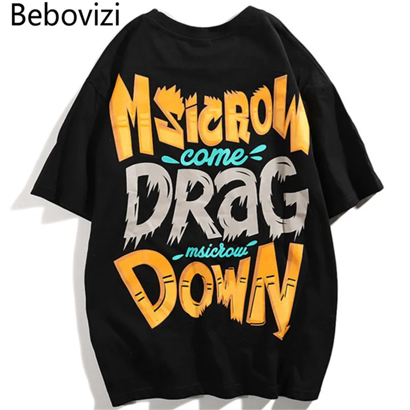 

Bebovizi Men Graffiti Oversize Loose Tshirts Fashion Streetwear Style Print Short Sleeve T Shirts Hip Hop New Designer Tops Tees