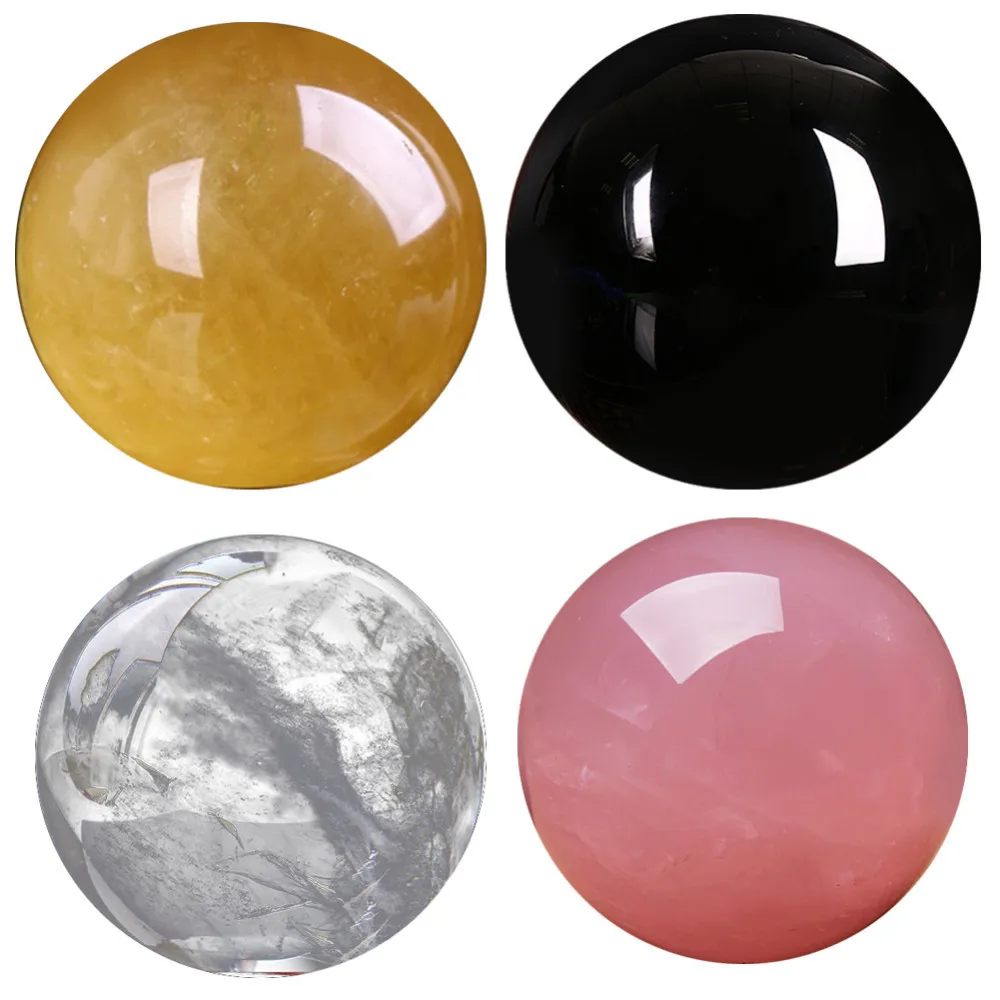 

Clear Natural Quartz Crystal Sphere Balls Black Obsidian Sphere crystal ball Home Decoration 4 Colors Drop Shipping