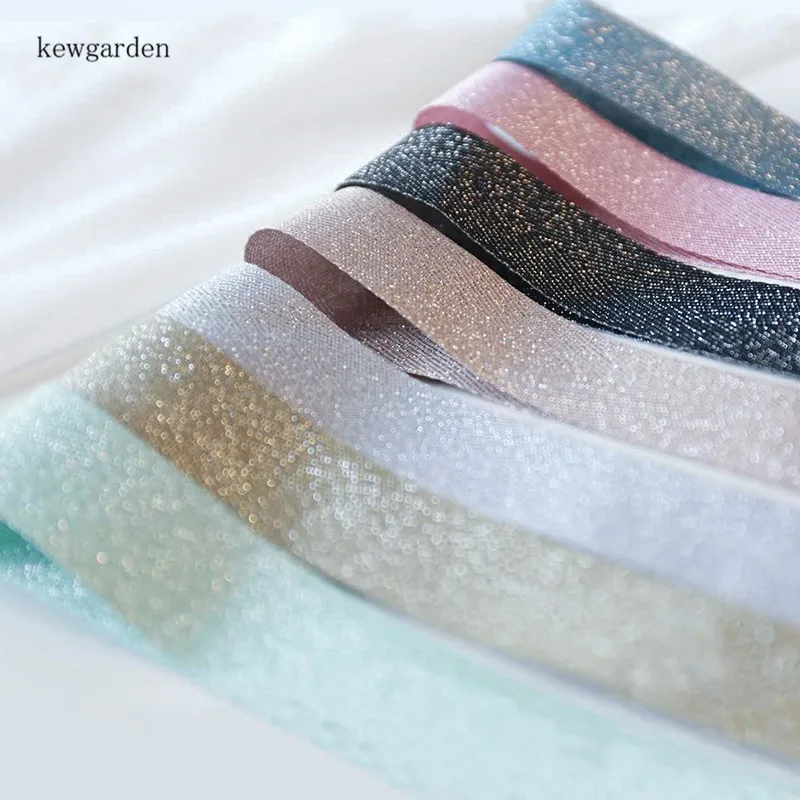 

Kewgarden Glitter Grain Satin Ribbon 1" 25mm Handmade Tape DIY Brooch Flower Hair Bowknot Accessories Packing Webbing 10 Yards