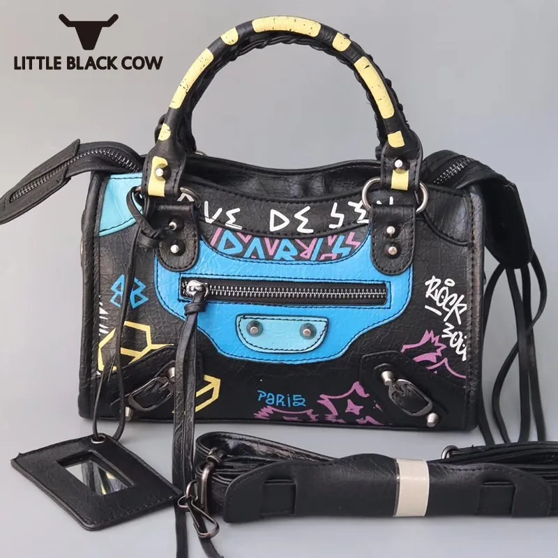 2019 جديد الفاخرة الكتابة على الجدران حقائب النساء حقائب مصمم سستة إلكتروني بو الجلود اليد Crossbody حقيبة عالية قدرة حقيبة كتف