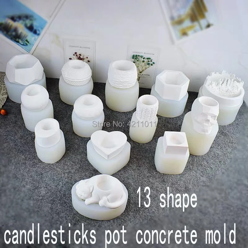 

Geometric designs candlestick concrete silicone mould diy creative animal skull shape succulent flower pot cement ashtray mold