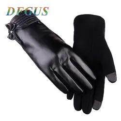 Новые женские Модные кожаные перчатки Зимние перчатки Женские сенсорный экран утолщенные теплые термоперчатки женские перчатки варежки