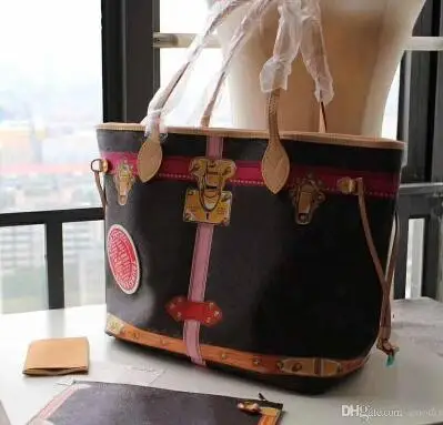 

2018 new WOXK Genuine Leather fashion neverful bag women handbag GM/MM with good quality bags MM bag free shipping