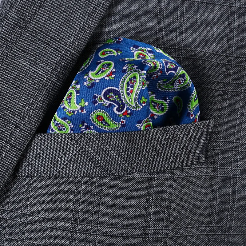 Hn38b синий зеленый hisdern платок 100% натуральный шёлк Атлас мужской носовой модные классические Свадебная вечеринка платок
