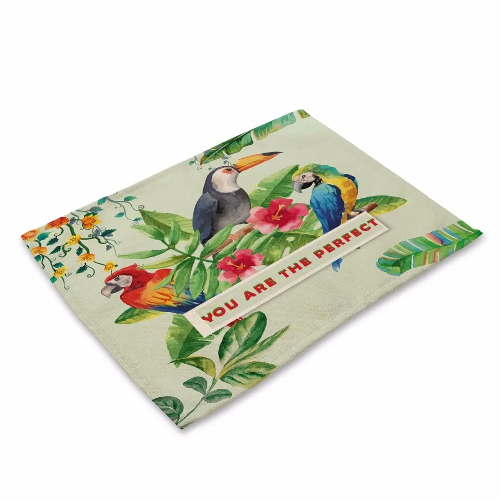 ببغاء الطباعة الجدول حصيرة الحيوانات الطيور نمط مطبخ الطعام تحديد الموقع الجدول منديل لحضور حفل زفاف الديكور الاكسسوارات