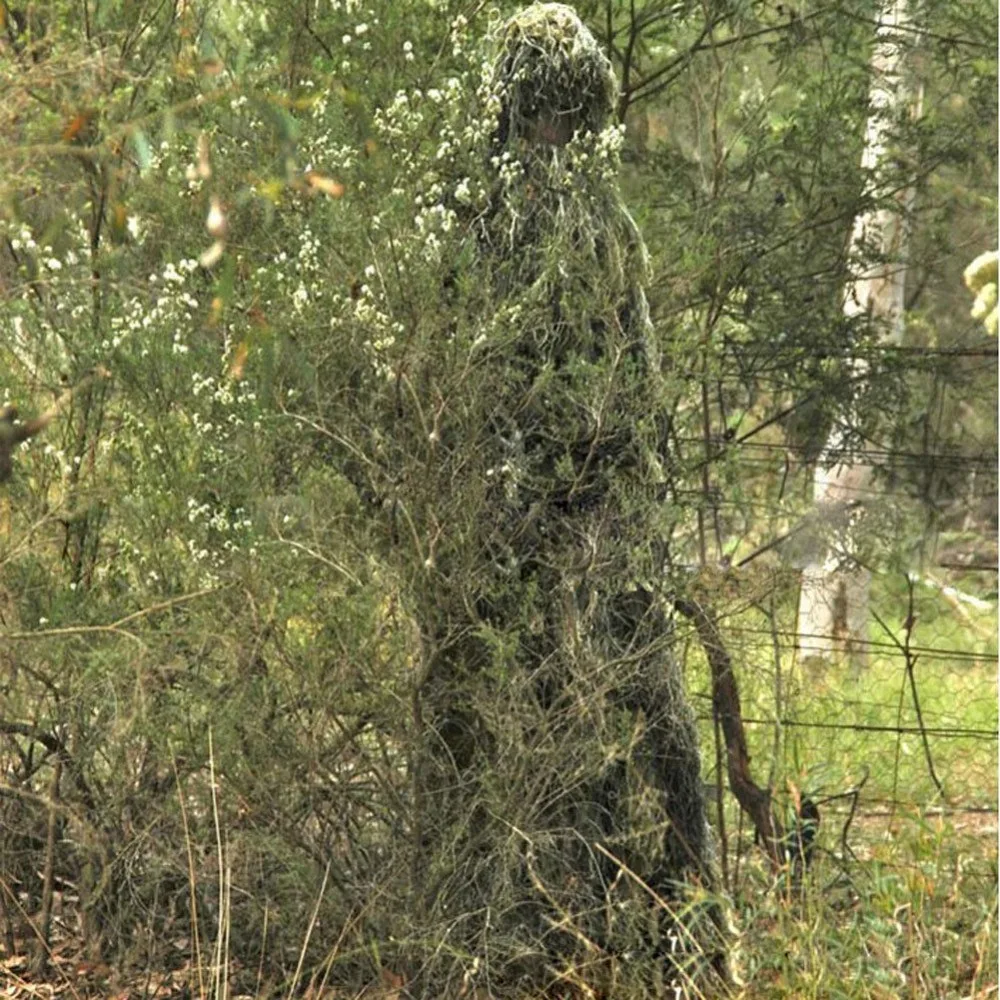 

Ghillie Suit Woodland Camo Hunting Camouflage 3-D Premium Hunting Camo 4 pcs+Bag
