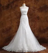 Factory Price Real Cheap Wedding Dress Strapless Appliques Sweep Train Lace Up Back Bridal Gown Dress Wholesale With Beads MF526