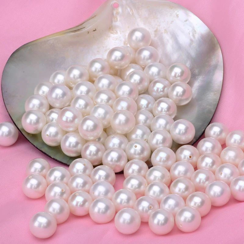 

Half Drilled Cultured Freshwater Pearl Round natural 1pair white AAAAA Grade 6mm 8mm Jewelry Accessories Pearl Beads
