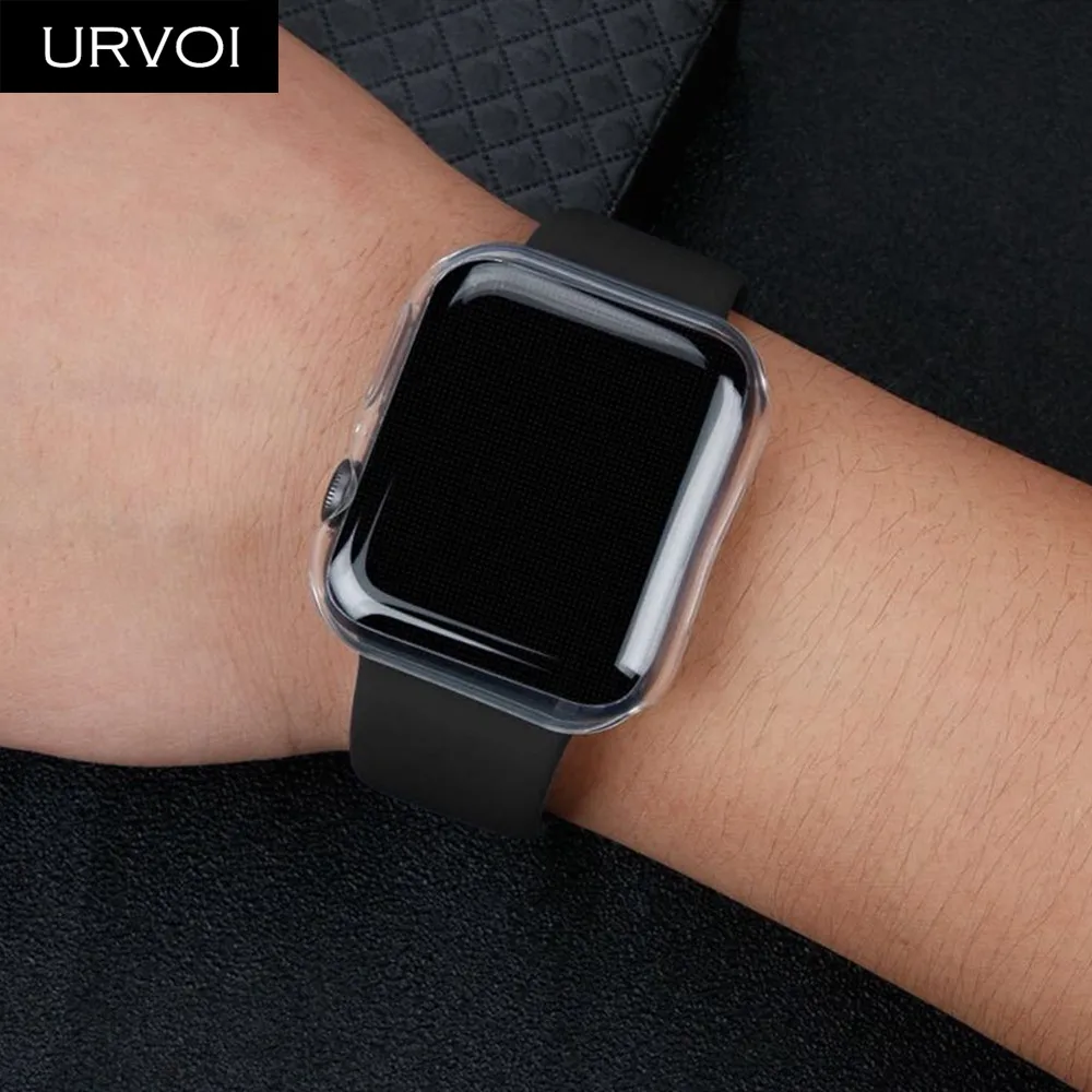 Чехол URVOI из мягкого ТПУ для apple watch series 5 4, защитная пленка на весь экран для iWatch 40 44 мм, тонкая ультратонкая прозрачная рамка
