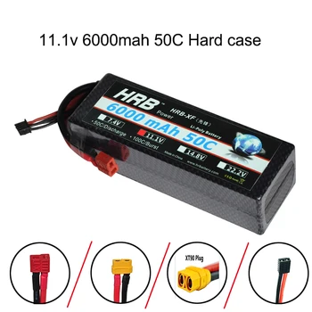 

HRB RC 3s Lipo 11.1V 6000mAh 50C 100C battery Hard Case for Traxxas Car Boat Helicopter Rremote Control Hig-rate RC Parts