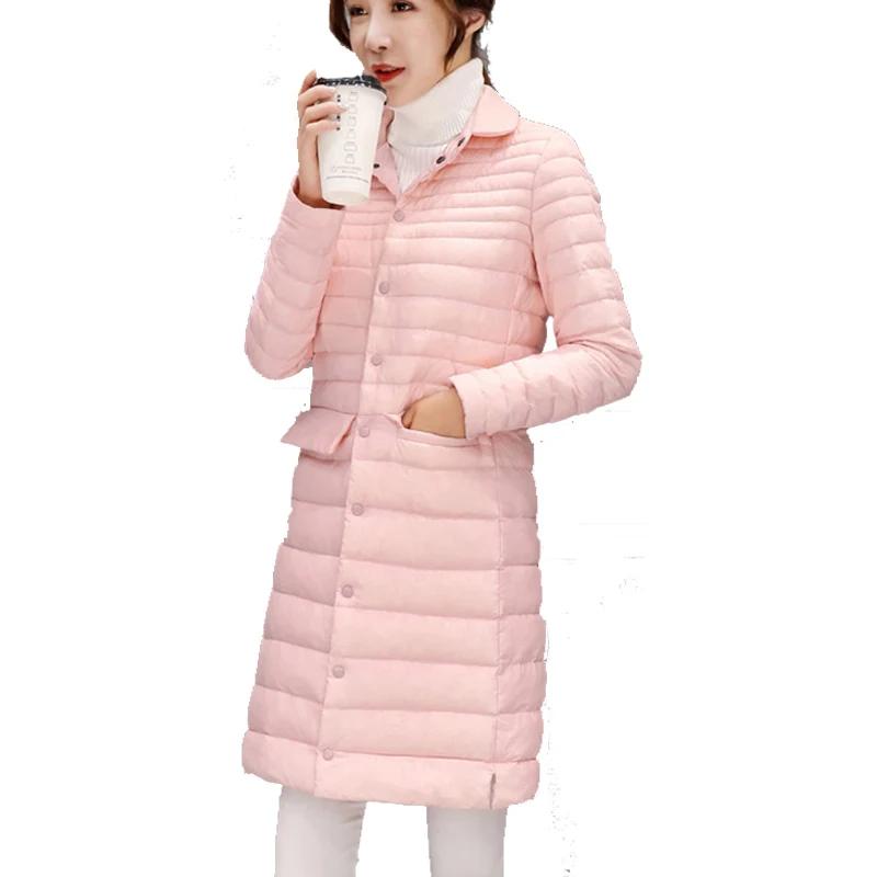 

add Women Padded Coat Ultra warm white Duck Down Jacket x-Long Female Overcoat Slim Solid Jackets Winter Coats Portable Parkas