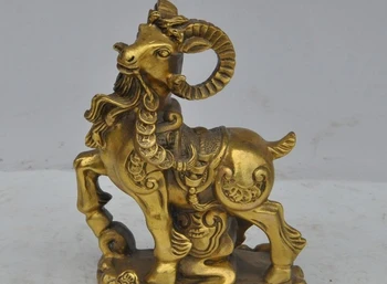 

chinese fengshui brass wealth money coin ruyi Zodiac Animal Sheep goat statue