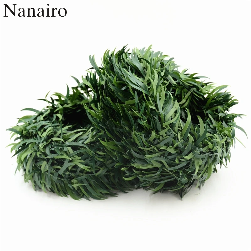 

7.5m Artificial Green Plastic Flower Nylon Iron Wire Leaves DIY Wreath Vine Accessory For Wedding Decoration Garland Foliage