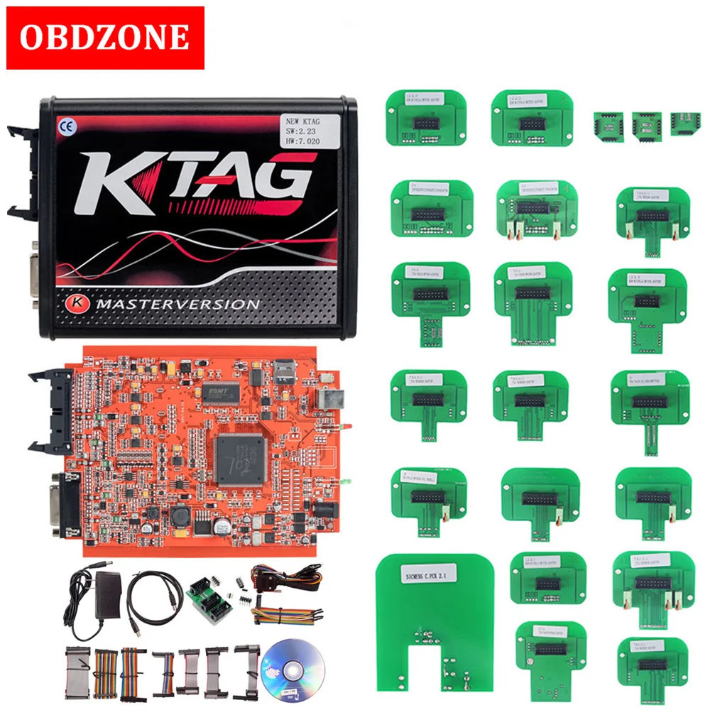 Online Version KTAG V7.020 Firmware Red PCB New 4LED K-TAG V2.25 Plus Dimsport 225Pcs BDM Probe Adapters Full Set | Автомобили и
