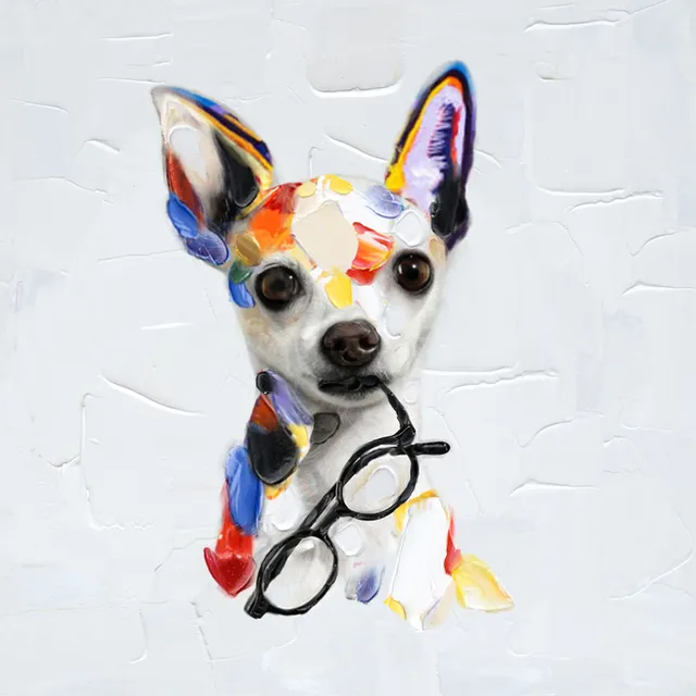 High Quality Hand Painted Modern Art Colourful Animal Lovely Puppy
