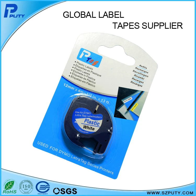 

DYMO LetraTag label printer tape 91201 Plastic 12mm Black on White compatible DYMO label tape