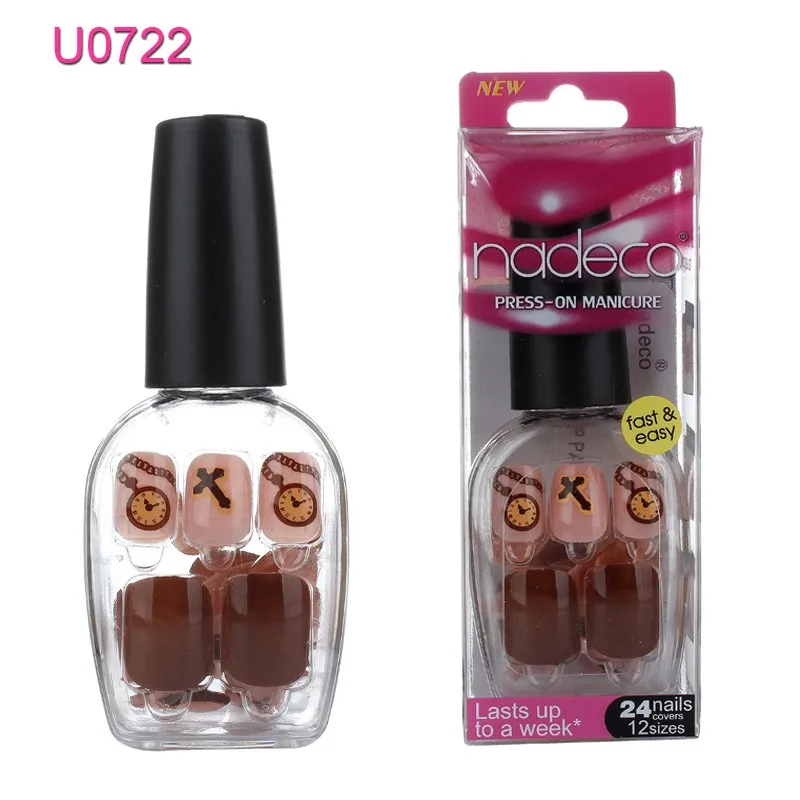 FOREVERJASMINE Nail Polish Tips Brown Strip Nail Self Adhesive Fake