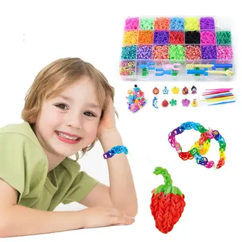 

DIY Rainbow Rubber Bands Twist Loom Set Rubber Loom Bands Kits Girl DIY Weaving Toy Bracelet Maker Making Kit For Kids